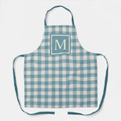 Custom Slate Blauwgroen Blue Ivory Gingham Patroon Schort (Voorkant)
