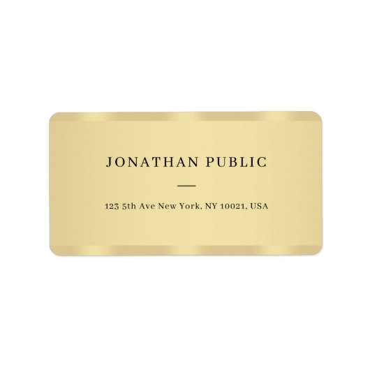 Custom Sleek Gold Minimal Template Luxury Address Etiket (Voorkant)