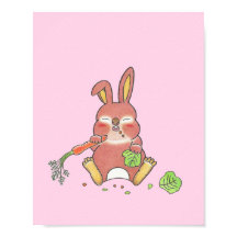 Custom Sleepy baby Bunny Animal nursery poster
