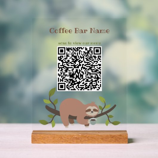 Custom Sloth QR Code Pedestal Sign (Neutre)