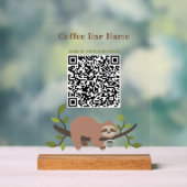 Custom Sloth QR Code Pedestal Sign Acryl Bord (Neutraal)