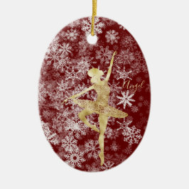 Custom Sneeuwvlokken Gouden Folie Rood Ballerina D Keramisch Ornament