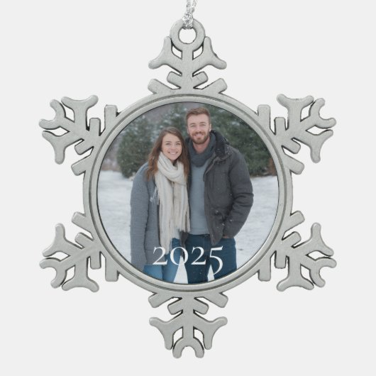 Custom Snowflake Photo Ornament 2025 Personalized (Voorkant)