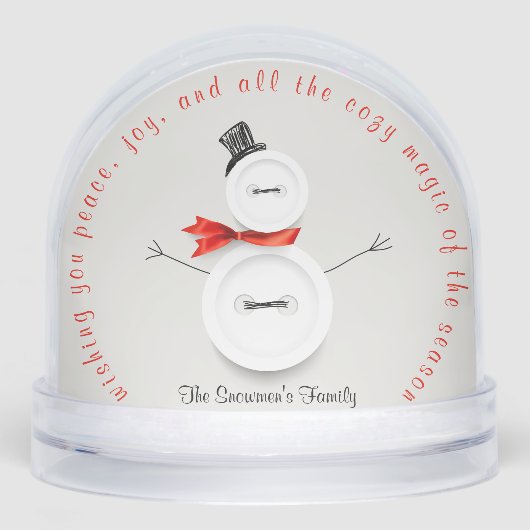 Custom Snowman Button Sneeuwbol (Voorkant)