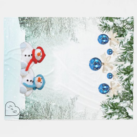 Custom Snowman Fleece Deken (Voorkant (Horizontaal))
