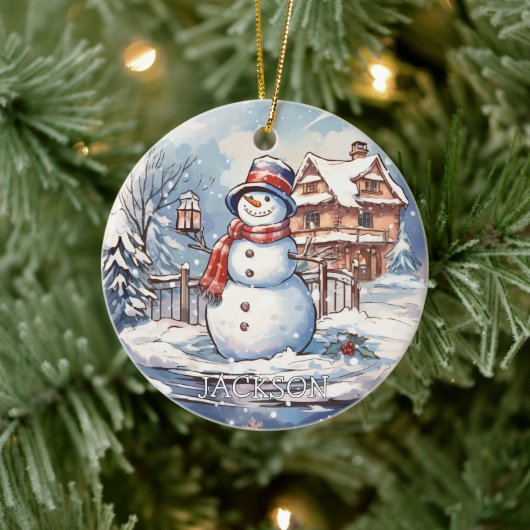 Custom Snowman Kerst Ornament (Boom)