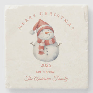 Custom Snowman waterverf Christmas vibe cadeau Stenen Onderzetter