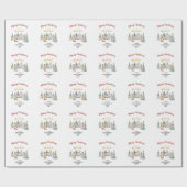 Custom Snowy House Merry Christmas Wrapping Paper Cadeaupapier (Vlak)