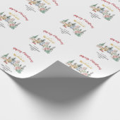 Custom Snowy House Merry Christmas Wrapping Paper Cadeaupapier (Hoek)