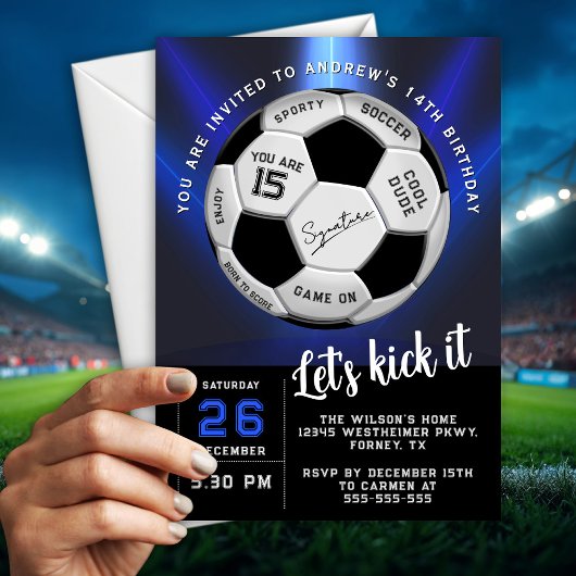 Custom Soccer Ball Modern Birthday Fully Editable Kaart