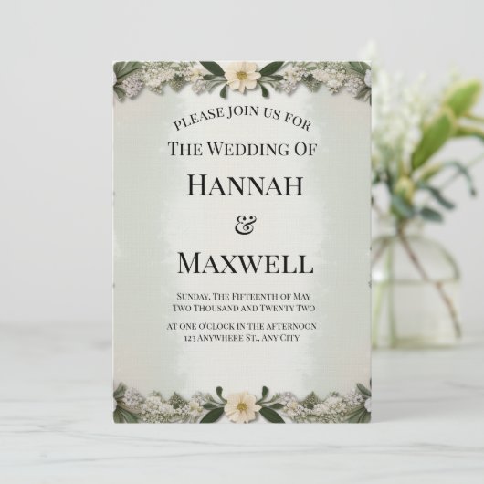 Custom Soft White Floral Invitation Template (Debout devant)