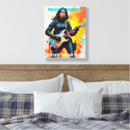 Custom Soldier Girl Gitarist Art Inspirerend Canvas Afdruk