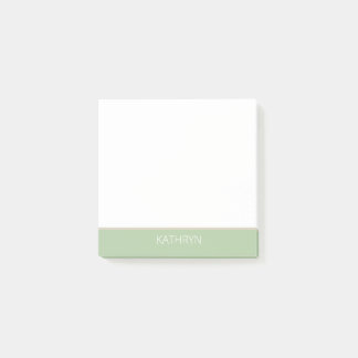 custom solid sage green natural brown line post-it® notes