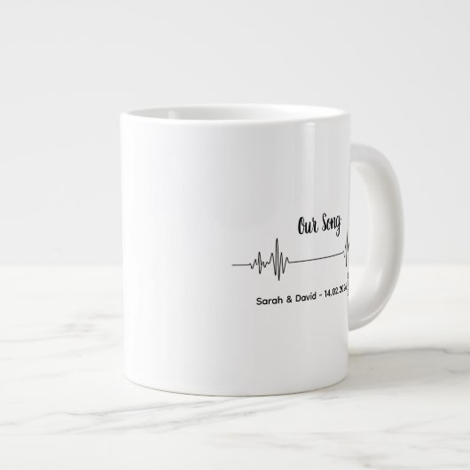 Custom Soundwave Song Code Mug-Personalized Voice  Extra Grote Beker (Voorkant rechts)