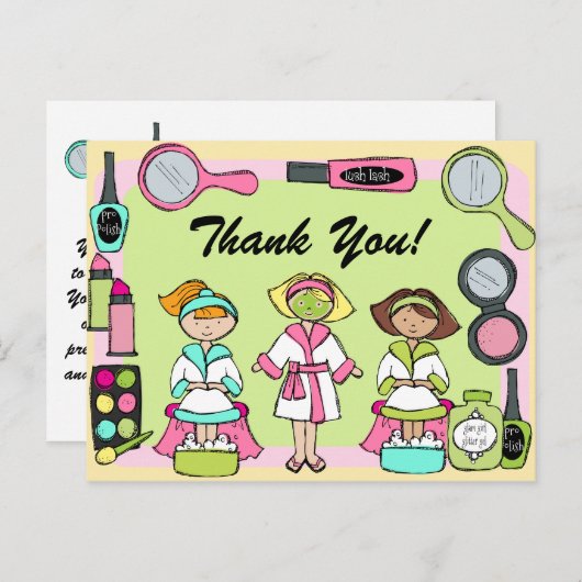 Custom Spa Party Verjaardag Bedankt Briefkaart (Voorkant / Achterkant)