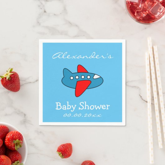 Custom speelgoed vliegtuig baby shower servetten v (Insitu)