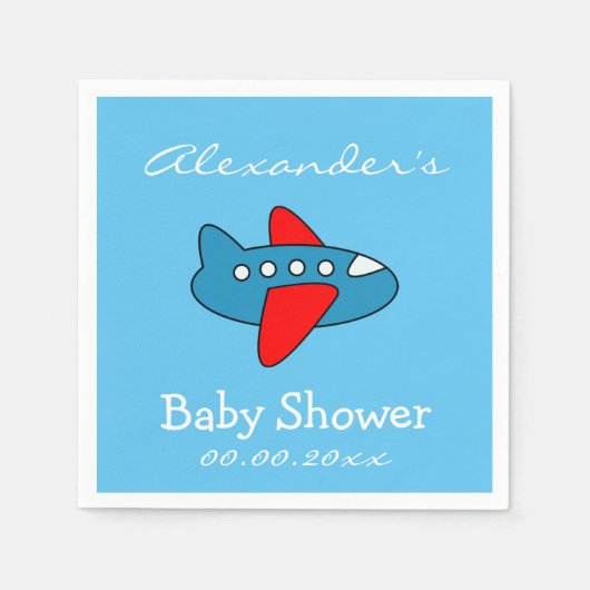 Custom speelgoed vliegtuig baby shower servetten v (Voorkant)