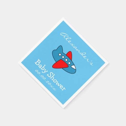 Custom speelgoed vliegtuig baby shower servetten v (Hoek)