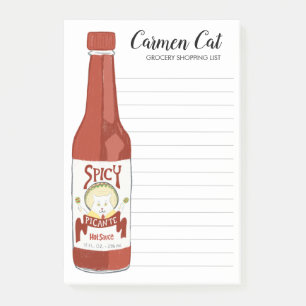 CUSTOM Spicy Hot Sauce Grocery Shopping List Post-it® Notes