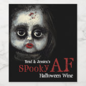 Custom Spooky AF Halloween Party Wijn Etiket (Enkel label)