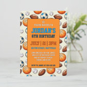 Custom Sports Theme Kids Birthday Invitation (Debout devant)