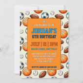 Custom Sports Theme Kids Birthday Invitation (Devant)