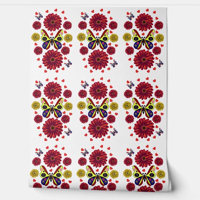 Custom Spring Butterfly Floral Gift  Behang (Afrollen)