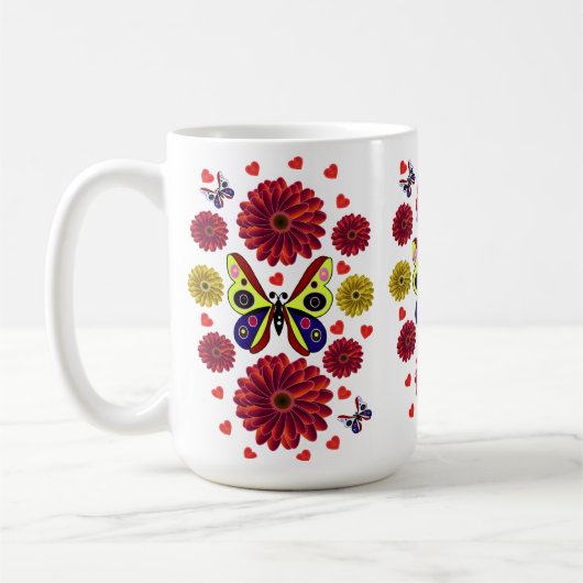 Custom Spring Butterfly Floral Gift Koffiemok (Links)