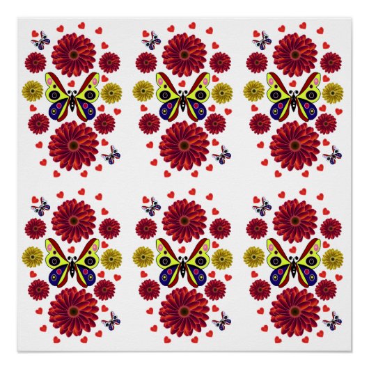 Custom Spring Butterfly Floral Gift Perfect Poster (Voorkant)