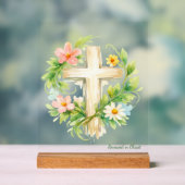 Custom Spring Cross Acrylic "Renewed in Christ" (Neutre)