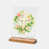 Custom Spring Cross Acrylic "Renewed in Christ" (Angle)