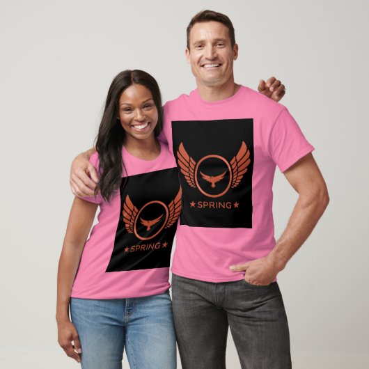 Custom Spring Tekstnaam met Gold Eagle vleugels Ro T-shirt (Unisex)