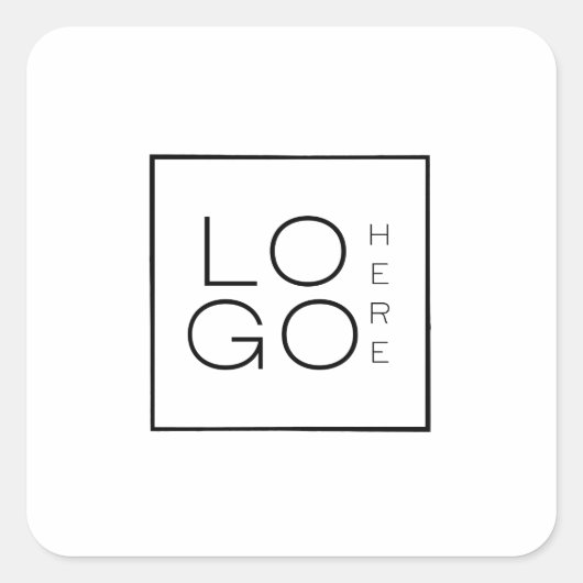 Custom Square Business Logo minimalist Plain White Vierkante Sticker (Voorkant)