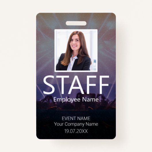 Custom Staff Barcode Event Badge (Voorkant)