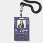 Custom Staff Barcode Event Blue Badge (Voorzijde met lanyard)