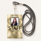 Custom Staff Barcode Event Gold Badge (Voorkant met draagriem)
