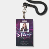 Custom Staff Event Barcode Paarse Badge (Voorzijde met lanyard)