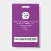 Custom Staff Event Barcode Paarse Badge (Achterkant)