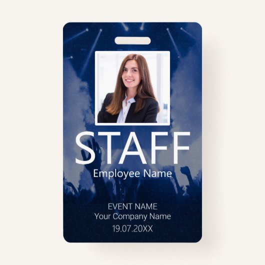 Custom Staff Event Blauwe Badge (Voorkant)