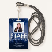 Custom Staff Event Blauwe Badge (Voorkant met draagriem)