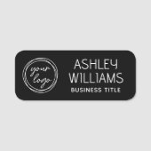 Custom Staff Name Badge with Logo Modern Black (Voorkant)