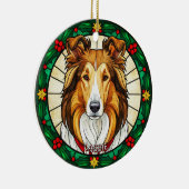 Custom Stained glass effect DOG'S name Christmas Keramisch Ornament (Rechts)