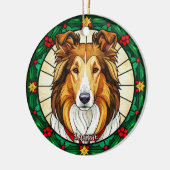 Custom Stained glass effect DOG'S name Christmas Keramisch Ornament (Links)