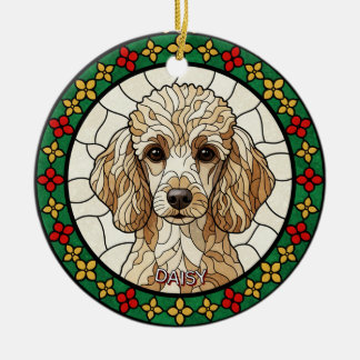 Custom Stained glass effect DOG'S name Christmas Keramisch Ornament
