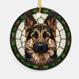 Custom Stained glass effect DOG'S name Christmas  Keramisch Ornament