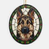 Custom Stained glass effect DOG'S name Christmas Keramisch Ornament (Links)