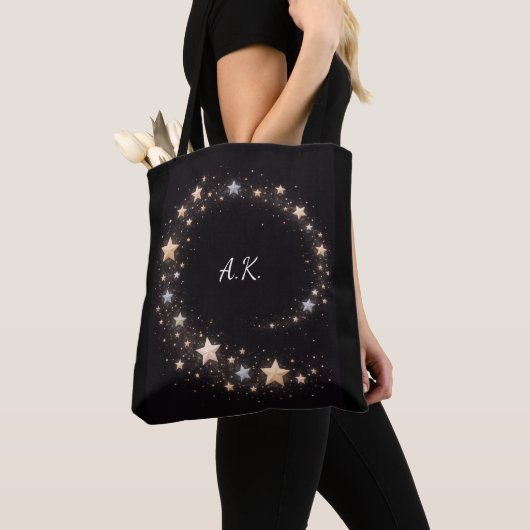 Custom Star Spiral Initials Gift Tote Bag (Dichtbij)