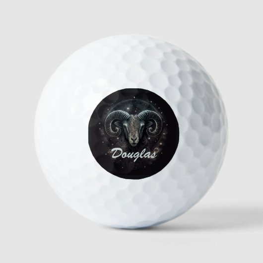 Custom Steenbok Zodiac Sign Zwart Golfballen (Voorkant)