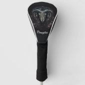 Custom Steenbok Zodiac Sign Zwart Golfheadcover (Voorkant)