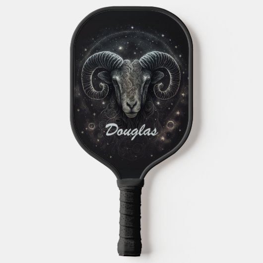 Custom Steenbok Zodiac Sign Zwart Pickleball Paddle (Achterkant)